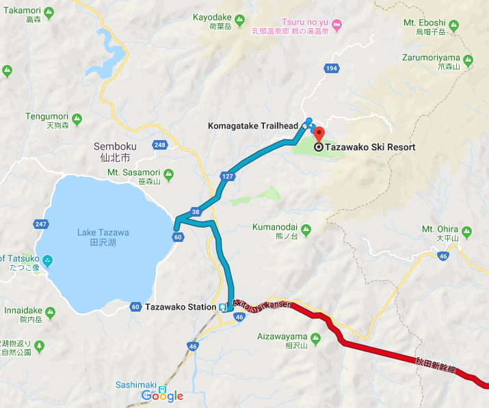 map of Tazawa Lake, 田沢湖地図