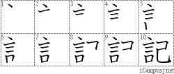 記: Stroke Order Diagram